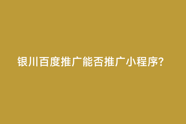 银川百度推广能否推广小程序？