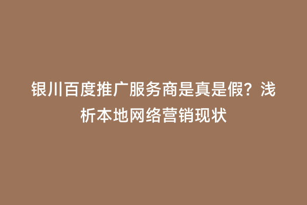 银川百度推广服务商是真是假？浅析本地网络营销现状