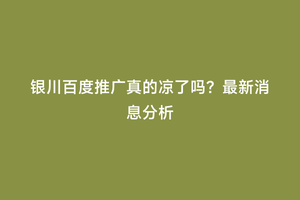 银川百度推广真的凉了吗？最新消息分析