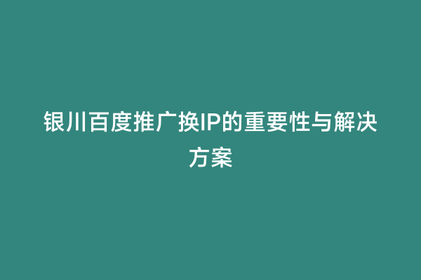 银川百度推广换IP的重要性与解决方案