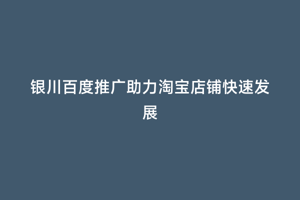 银川百度推广助力淘宝店铺快速发展