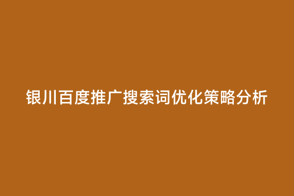 银川百度推广搜索词优化策略分析