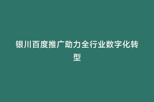 银川百度推广助力全行业数字化转型