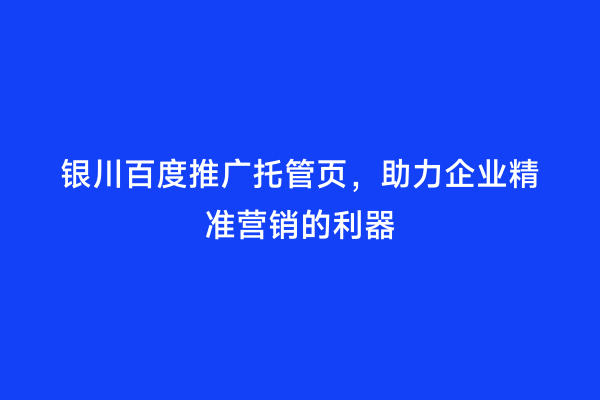 银川百度推广托管页，助力企业精准营销的利器