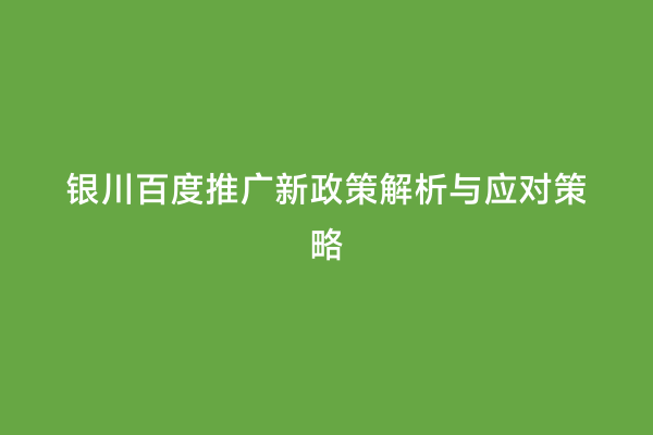 银川百度推广新政策解析与应对策略