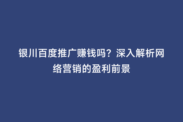 银川百度推广赚钱吗？深入解析网络营销的盈利前景