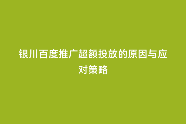 银川百度推广超额投放的原因与应对策略