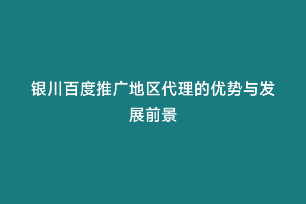 银川百度推广地区代理的优势与发展前景