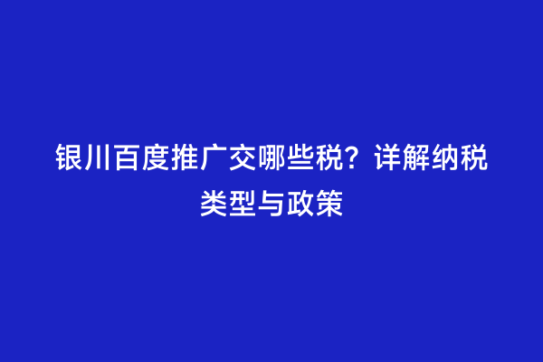 银川百度推广交哪些税？详解纳税类型与政策