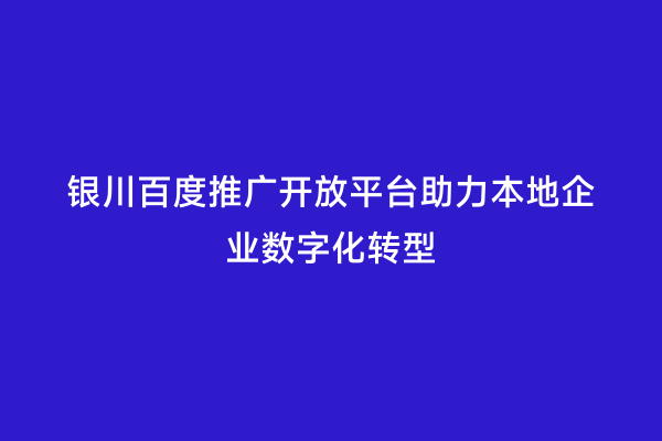 银川百度推广开放平台助力本地企业数字化转型