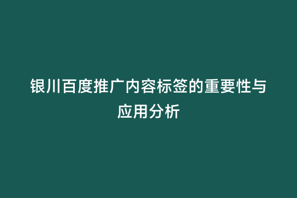 银川百度推广内容标签的重要性与应用分析