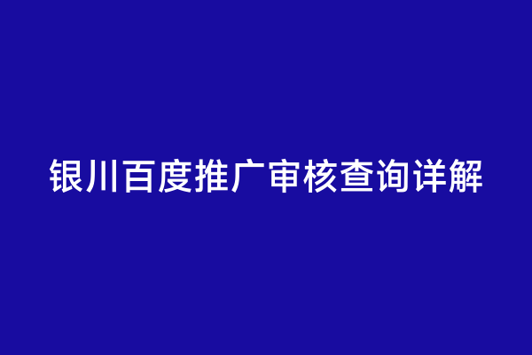 银川百度推广审核查询详解