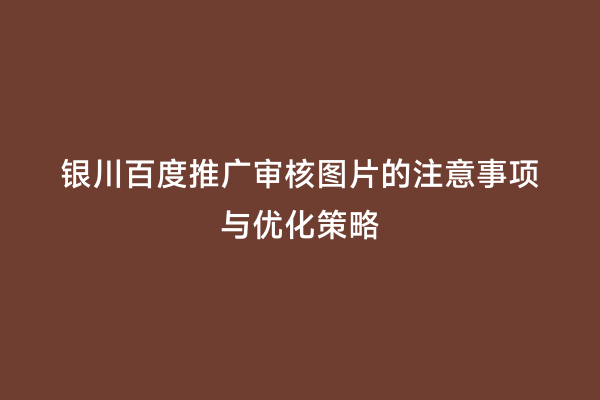 银川百度推广审核图片的注意事项与优化策略