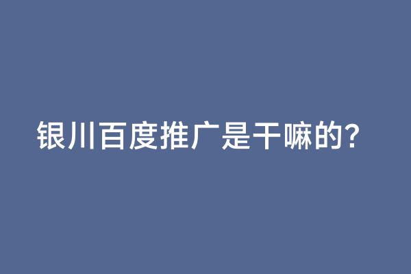 银川百度推广是干嘛的？