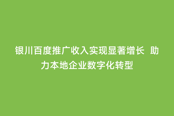 银川百度推广收入实现显著增长  助力本地企业数字化转型