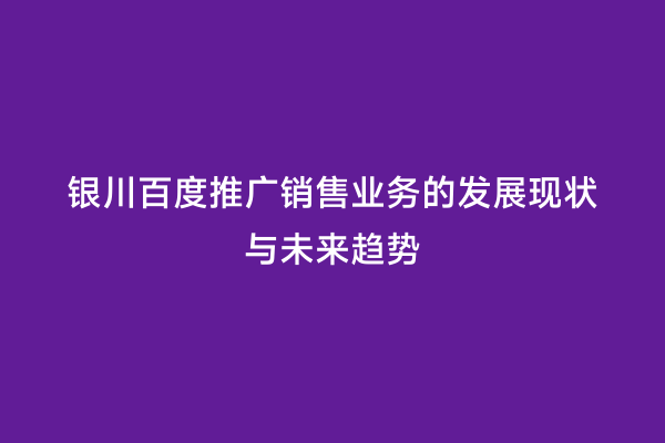 银川百度推广销售业务的发展现状与未来趋势