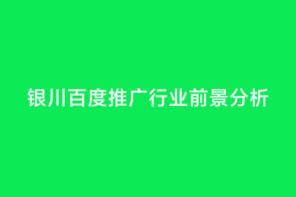 银川百度推广行业前景分析