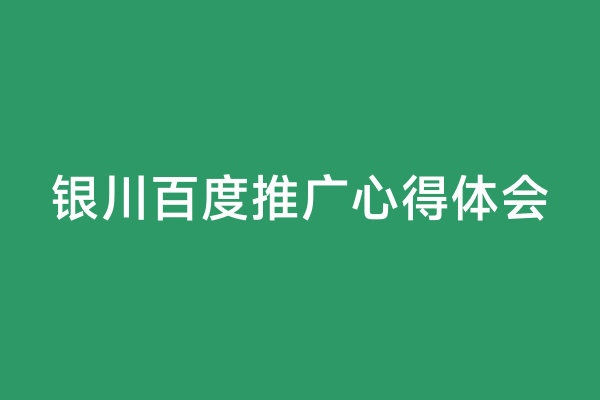 银川百度推广心得体会