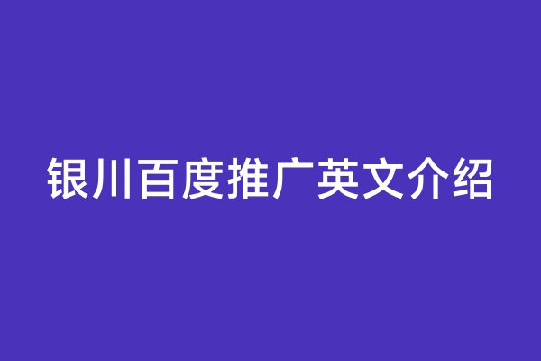 银川百度推广英文介绍