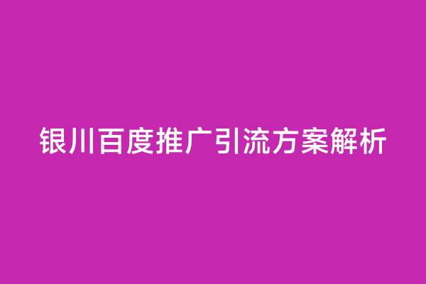 银川百度推广引流方案解析