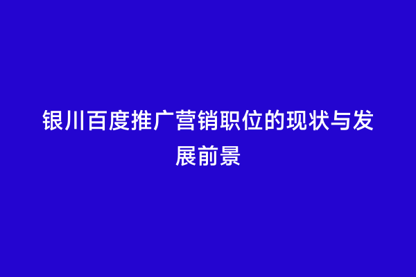 银川百度推广营销职位的现状与发展前景