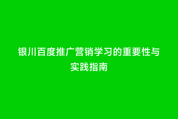 银川百度推广营销学习的重要性与实践指南
