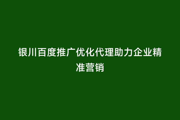银川百度推广优化代理助力企业精准营销