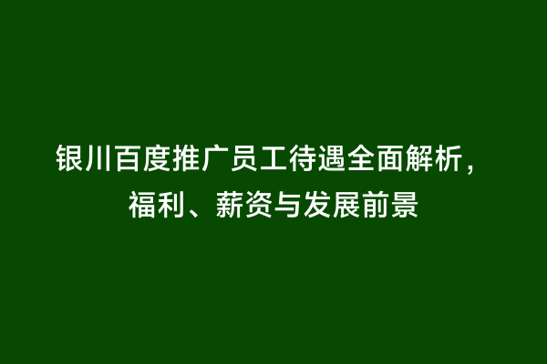 银川百度推广员工待遇全面解析，福利、薪资与发展前景
