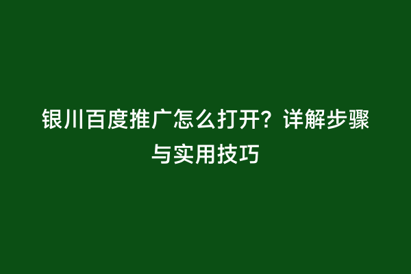 银川百度推广怎么打开？详解步骤与实用技巧