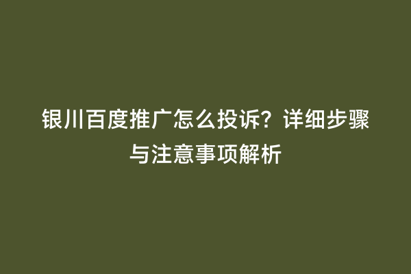 银川百度推广怎么投诉？详细步骤与注意事项解析