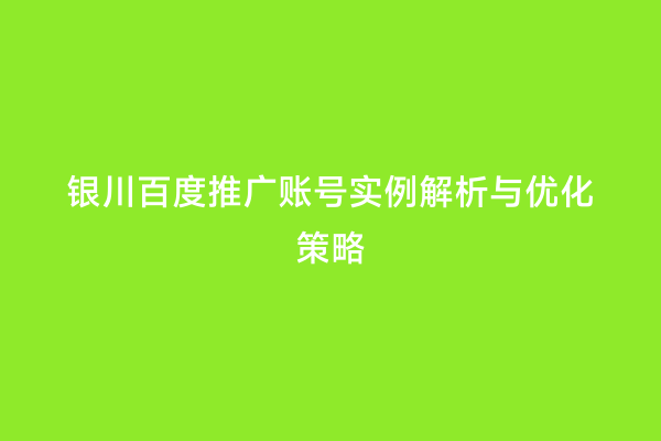 银川百度推广账号实例解析与优化策略