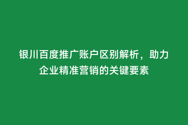银川百度推广账户区别解析，助力企业精准营销的关键要素