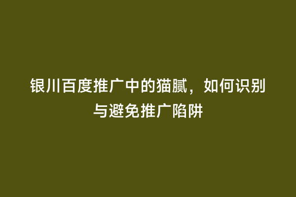 银川百度推广中的猫腻，如何识别与避免推广陷阱