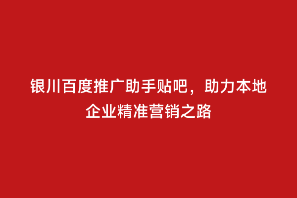 银川百度推广助手贴吧，助力本地企业精准营销之路