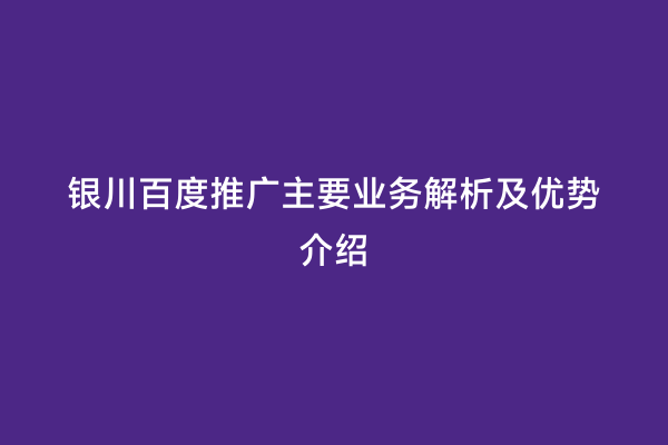 银川百度推广主要业务解析及优势介绍