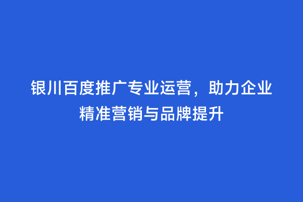 银川百度推广专业运营，助力企业精准营销与品牌提升