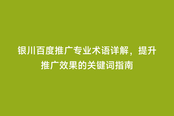 银川百度推广专业术语详解，提升推广效果的关键词指南