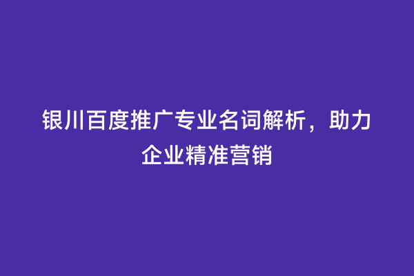 银川百度推广专业名词解析，助力企业精准营销
