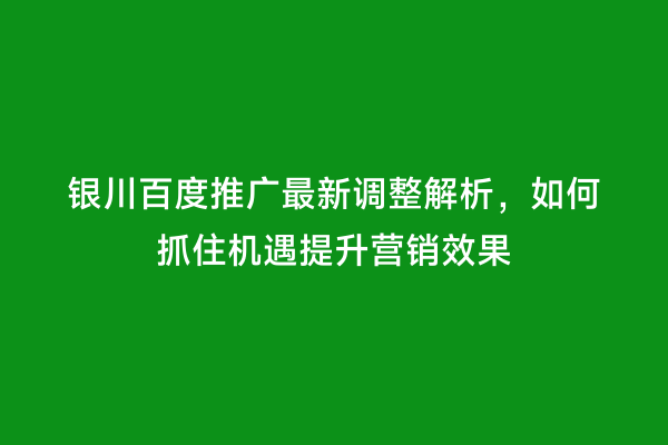 银川百度推广最新调整解析，如何抓住机遇提升营销效果