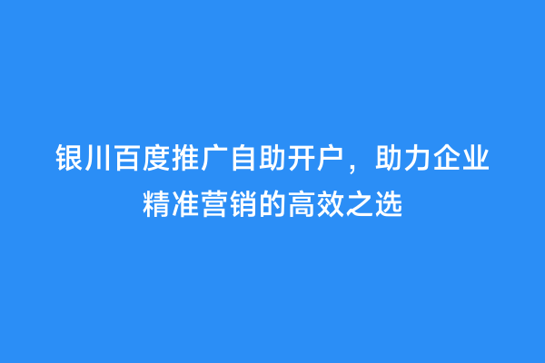 银川百度推广自助开户，助力企业精准营销的高效之选