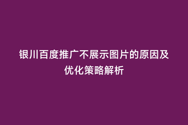 银川百度推广不展示图片的原因及优化策略解析