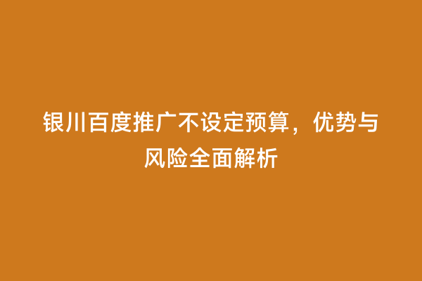 银川百度推广不设定预算，优势与风险全面解析