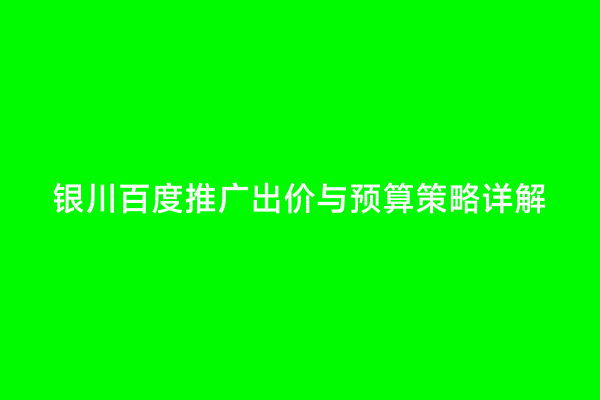 银川百度推广出价与预算策略详解