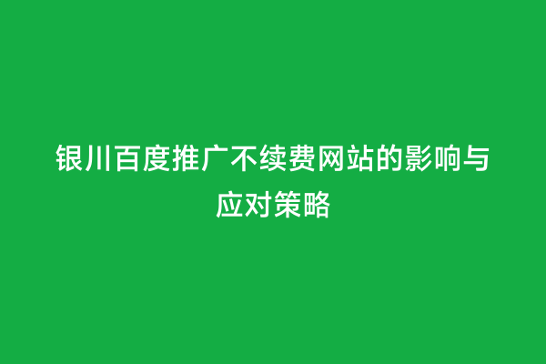 银川百度推广不续费网站的影响与应对策略