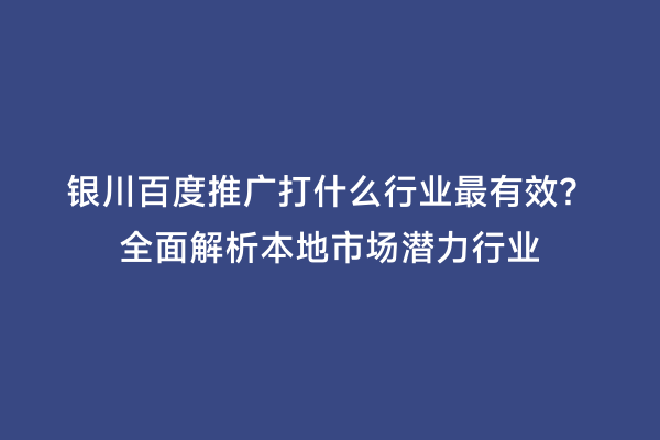银川百度推广打什么行业最有效？全面解析本地市场潜力行业