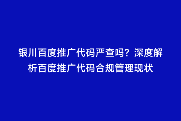 银川百度推广代码严查吗？深度解析百度推广代码合规管理现状