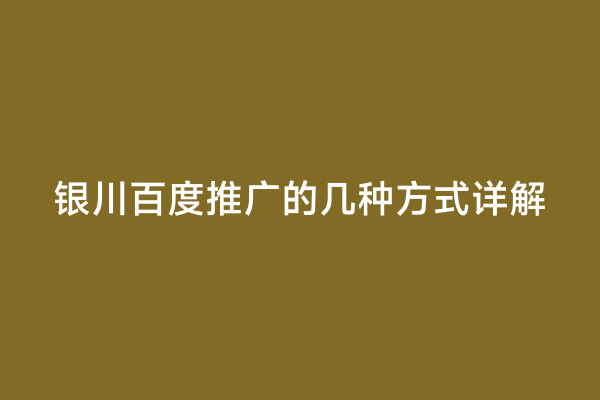 银川百度推广的几种方式详解