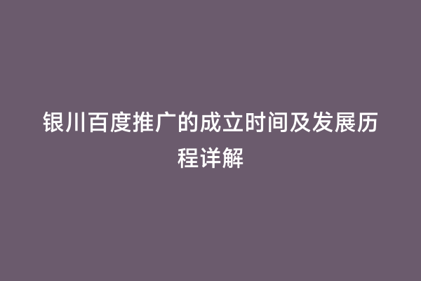 银川百度推广的成立时间及发展历程详解