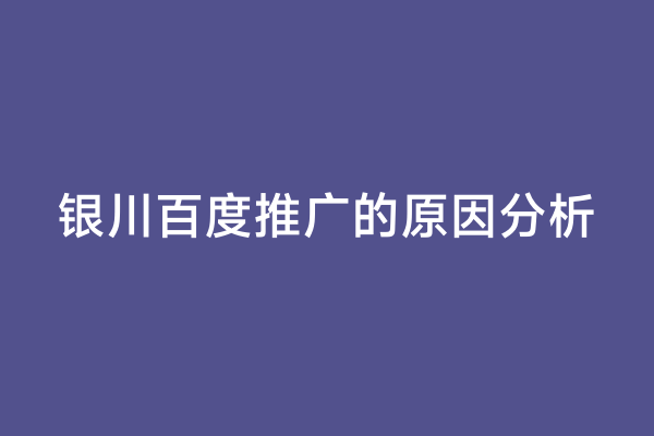 银川百度推广的原因分析