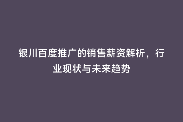 银川百度推广的销售薪资解析，行业现状与未来趋势